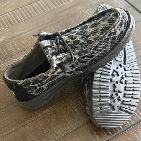 Hey Dude Women's Slip-On Flats in Gray Leopard Print - Picture 6 of 6